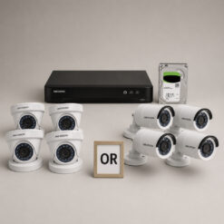 HIKVISION DS-2CE56C0T-IRF HD CCTV Camera Solution – 4 CAM Package | IR Night Vision | Water and dust resistant (IP67) | Smart motion detection | Day/Night switch | remote viewing/playback from mobile | with Installation | Full HD 1080 | 24Hrs Recording
