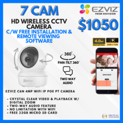 EZVIZ C6N 4MP Smart WiFi IP PT CCTV Solution – 7 CAM Package | IR Night Vision | with Installation | 2k 2688 x 1520 | 24Hrs Recording