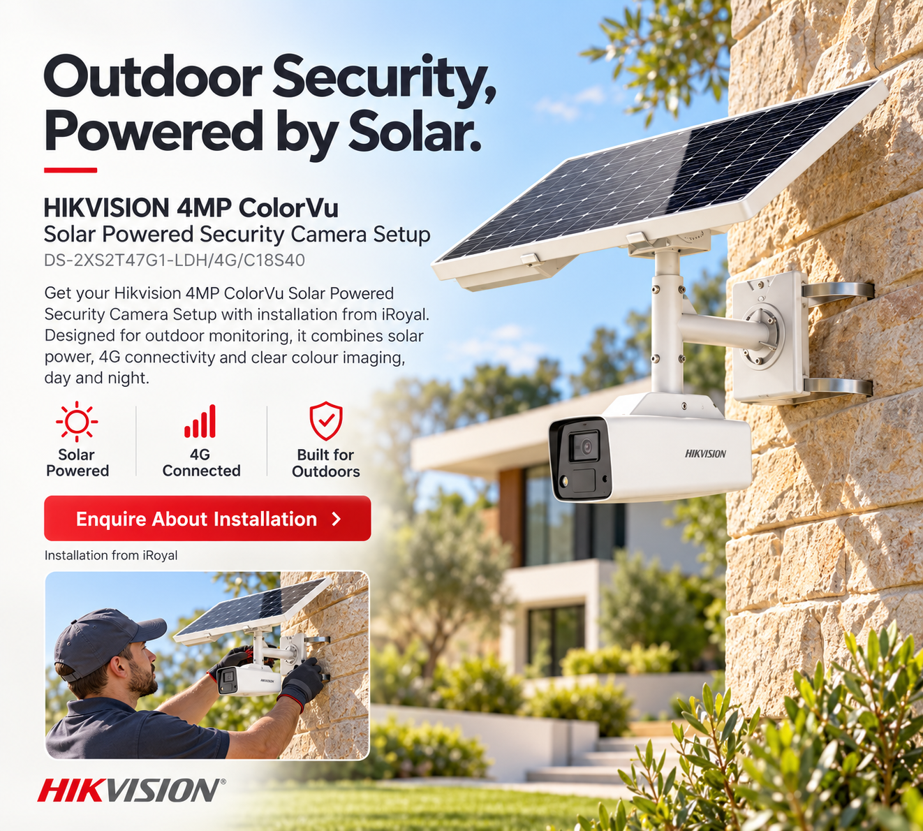 HIKVISION 4MP ColorVu Solar Powered Security Camera Setup | DS-2XS2T47G1-LDH/4G/C18S40 | with free setup 9 HIKVISION 4MP ColorVu Solar Powered Security Camera Setup | DS-2XS2T47G1-LDH/4G/C18S40 | with free setup - Image 9