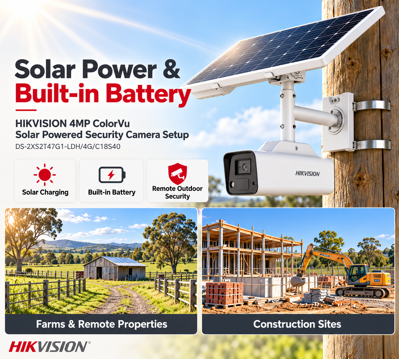 HIKVISION 4MP ColorVu Solar Powered Security Camera Setup | DS-2XS2T47G1-LDH/4G/C18S40 | with free setup 7 HIKVISION 4MP ColorVu Solar Powered Security Camera Setup | DS-2XS2T47G1-LDH/4G/C18S40 | with free setup - Image 7