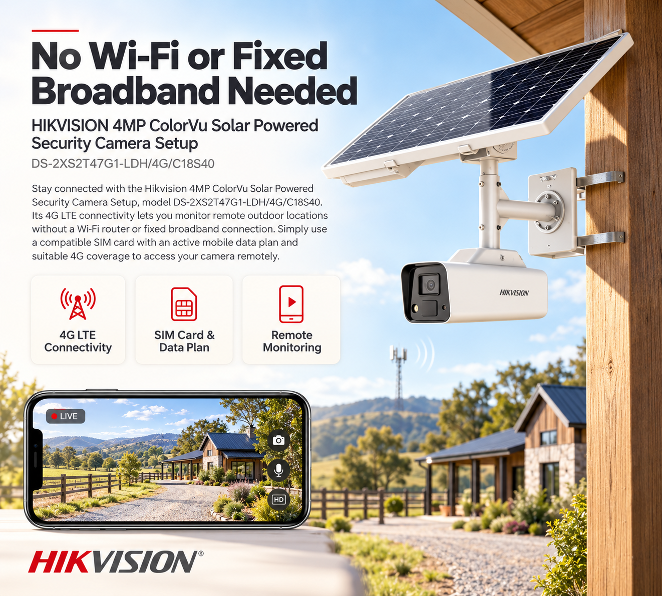 HIKVISION 4MP ColorVu Solar Powered Security Camera Setup | DS-2XS2T47G1-LDH/4G/C18S40 | with free setup 4 HIKVISION 4MP ColorVu Solar Powered Security Camera Setup | DS-2XS2T47G1-LDH/4G/C18S40 | with free setup - Image 4