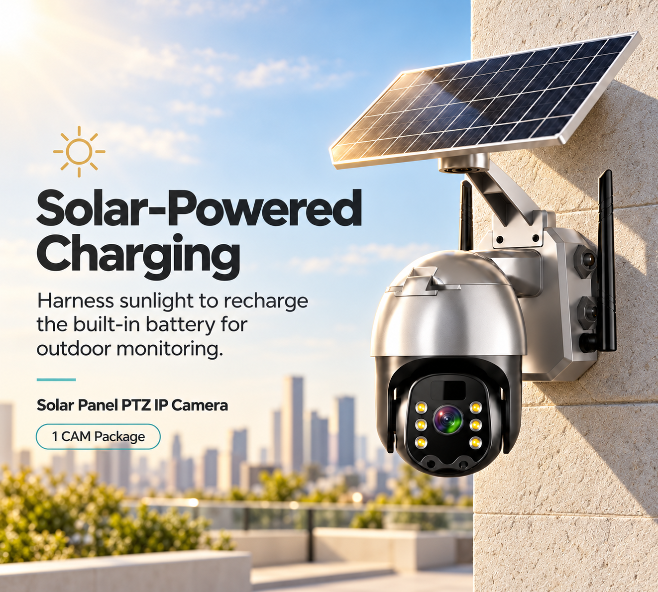 Solar Panel PTZ Built-in Battery IP Cam 1 CAM Package Smart Outdoor Waterproof CCTV Camera 4 Solar Panel PTZ Built-in Battery IP Cam 1 CAM Package Smart Outdoor Waterproof CCTV Camera - Image 4