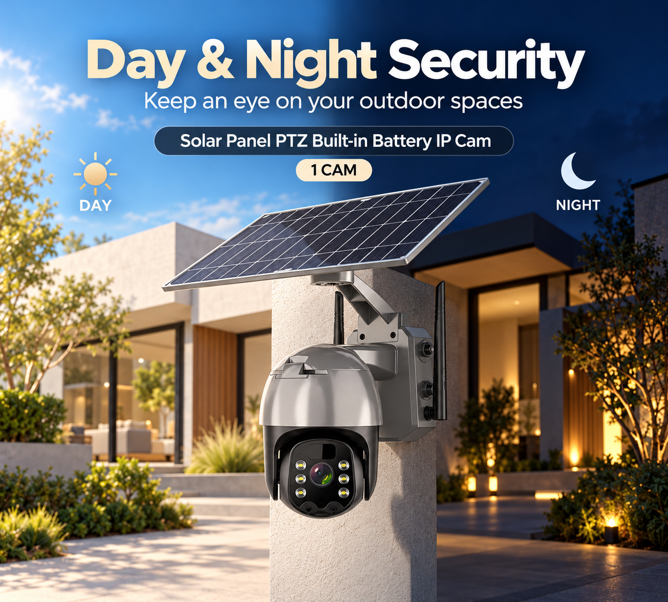 Solar Panel PTZ Built-in Battery IP Cam 1 CAM Package Smart Outdoor Waterproof CCTV Camera 9 Solar Panel PTZ Built-in Battery IP Cam 1 CAM Package Smart Outdoor Waterproof CCTV Camera - Image 9