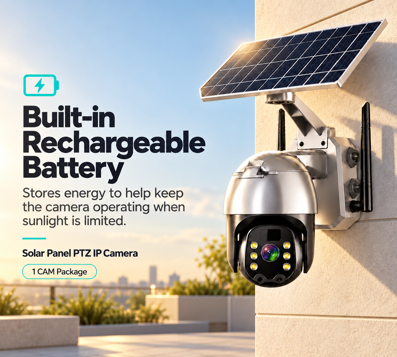 Solar Panel PTZ Built-in Battery IP Cam 1 CAM Package Smart Outdoor Waterproof CCTV Camera 5 Solar Panel PTZ Built-in Battery IP Cam 1 CAM Package Smart Outdoor Waterproof CCTV Camera - Image 5