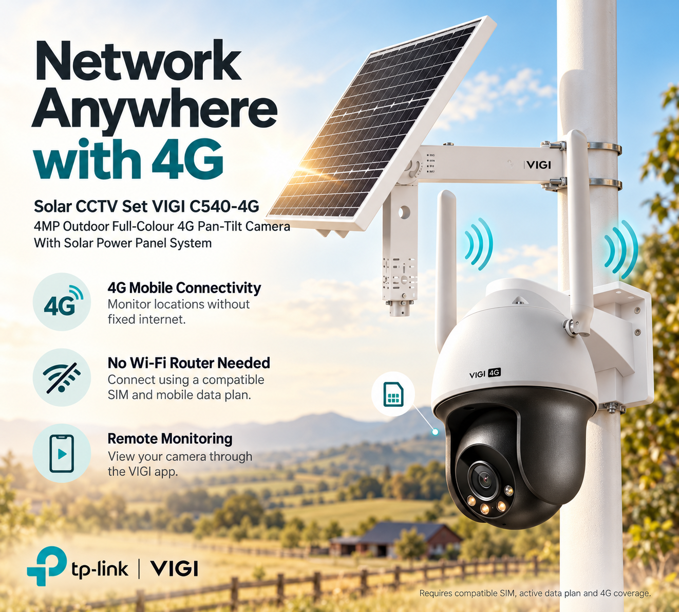 Solar CCTV Set VIGI C540-4G 4MP PTZ Outdoor Full-Colour 4G Pan-Tilt Network Camera with Solar Power Panel System 11 Solar CCTV Set VIGI C540-4G 4MP PTZ Outdoor Full-Colour 4G Pan-Tilt Network Camera with Solar Power Panel System - Image 11