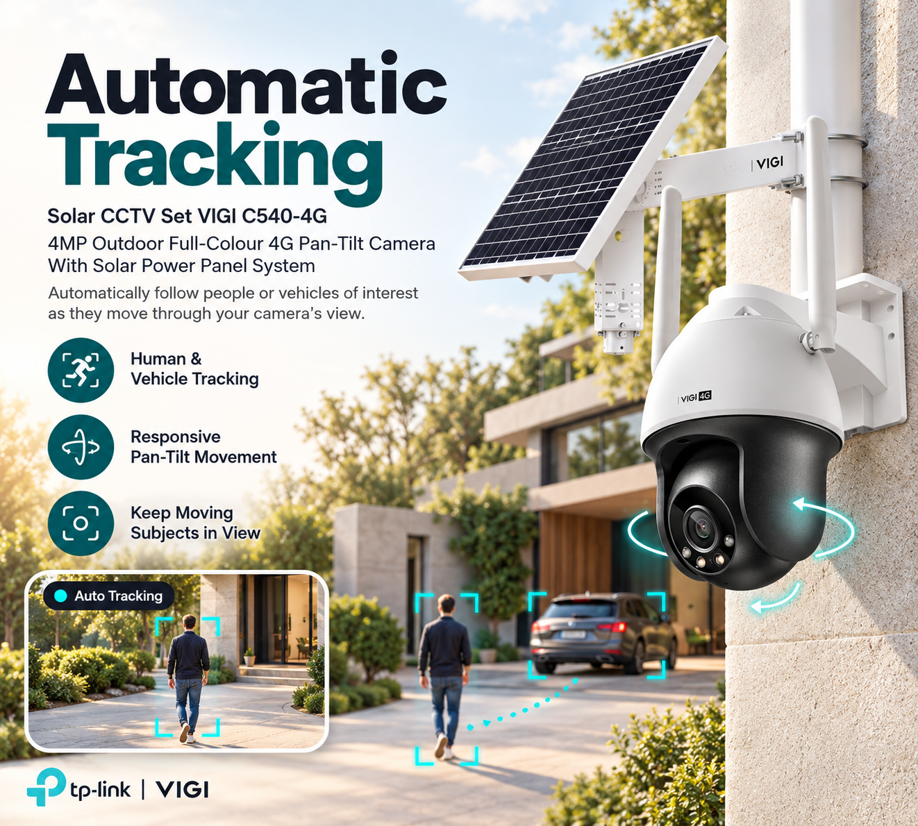 Solar CCTV Set VIGI C540-4G 4MP PTZ Outdoor Full-Colour 4G Pan-Tilt Network Camera with Solar Power Panel System 8 Solar CCTV Set VIGI C540-4G 4MP PTZ Outdoor Full-Colour 4G Pan-Tilt Network Camera with Solar Power Panel System - Image 8