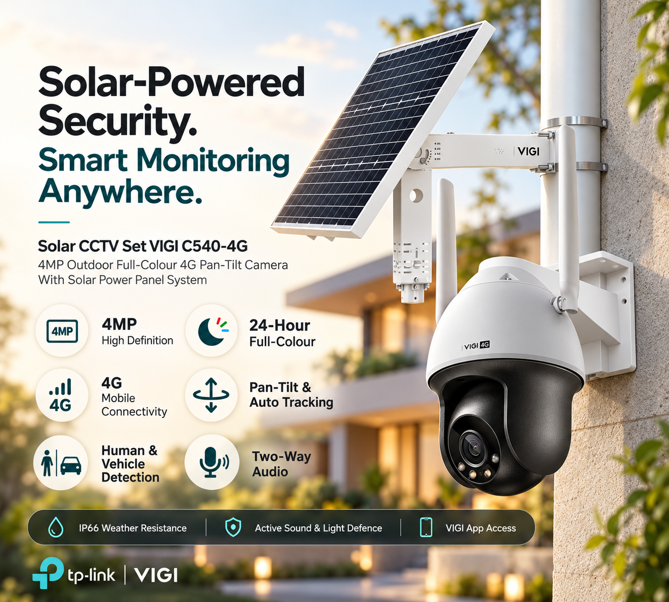 Solar CCTV Set VIGI C540-4G 4MP PTZ Outdoor Full-Colour 4G Pan-Tilt Network Camera with Solar Power Panel System 5 Solar CCTV Set VIGI C540-4G 4MP PTZ Outdoor Full-Colour 4G Pan-Tilt Network Camera with Solar Power Panel System - Image 5