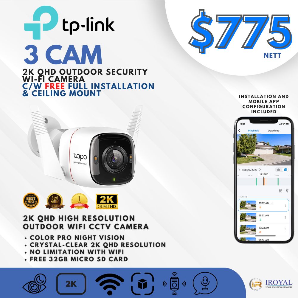 TPlink C325WB 2K QHD Outdoor Security WiFi Camera – 3 CAM Package (1)