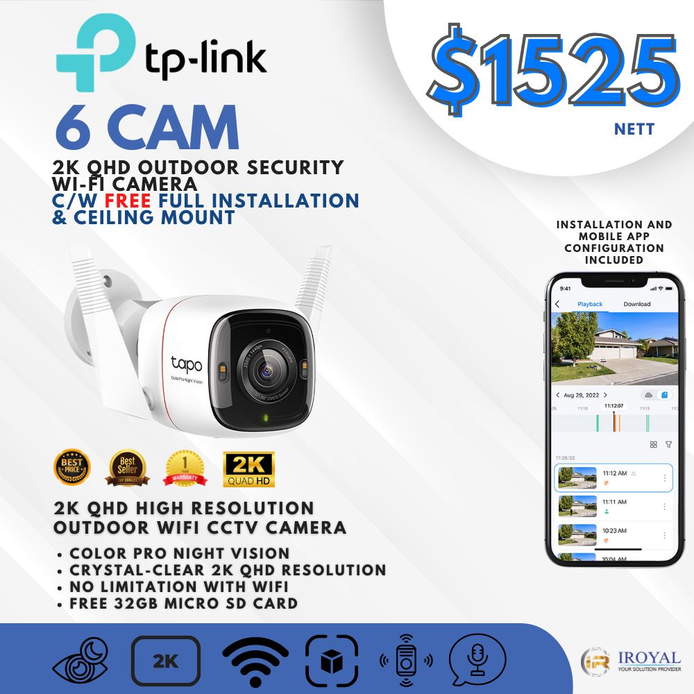 TPlink C325WB 2K QHD Outdoor Security WiFi Camera – 6 CAM Package (1)
