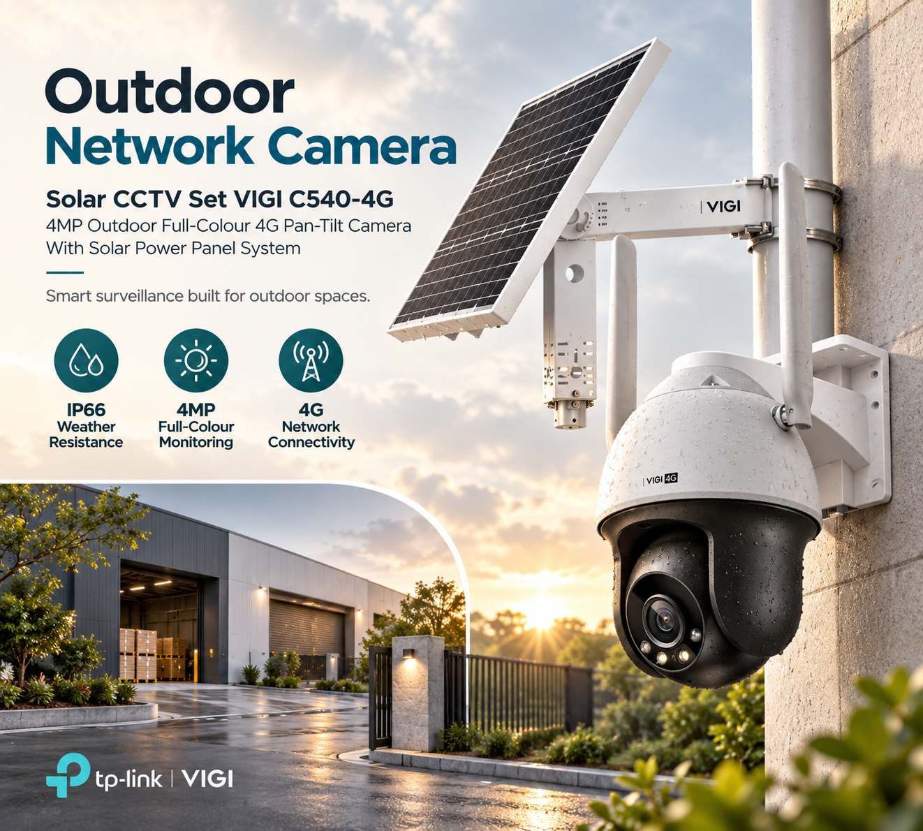 Solar CCTV Set VIGI C540-4G 4MP PTZ Outdoor Full-Colour 4G Pan-Tilt Network Camera with Solar Power Panel System 4 Solar CCTV Set VIGI C540-4G 4MP PTZ Outdoor Full-Colour 4G Pan-Tilt Network Camera with Solar Power Panel System - Image 4