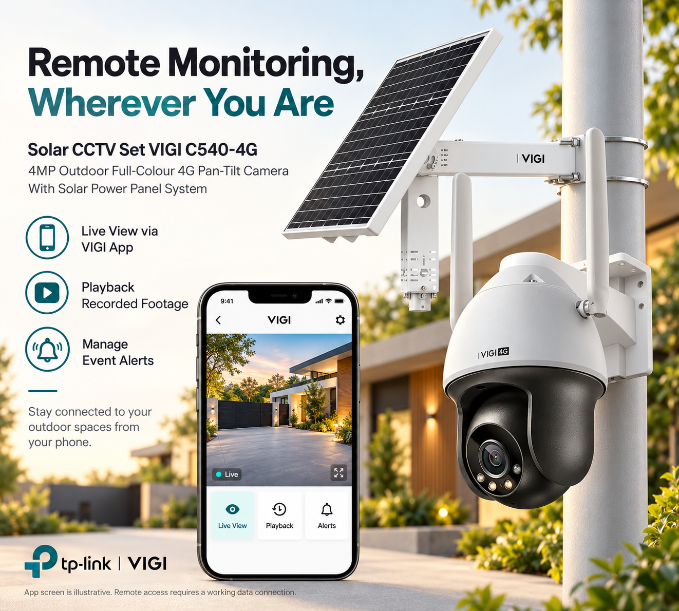 Solar CCTV Set VIGI C540-4G 4MP PTZ Outdoor Full-Colour 4G Pan-Tilt Network Camera with Solar Power Panel System 12 Solar CCTV Set VIGI C540-4G 4MP PTZ Outdoor Full-Colour 4G Pan-Tilt Network Camera with Solar Power Panel System - Image 12