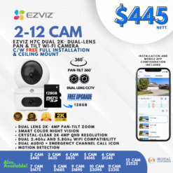 EZVIZ H7C Dual 2K Dual Lens Pan Tilt Smart Color Night Vision Auto Smart Tracking WiFi Camera with 64GB microSD card