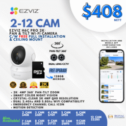 EZVIZ H6C Dual 2K Dual Lens Pan Tilt Smart Color Night Vision Auto Smart Tracking WiFi Camera with 64GB microSD card (1)