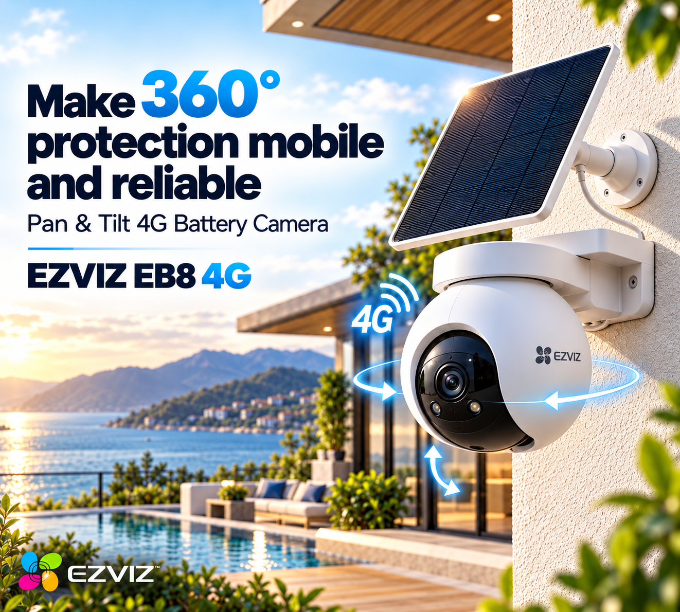EZVIZ EB8 4G SIM Card 2K Pan & Tilt Wire-Free Battery IP CCTV Camera with Solar Panel 4 EZVIZ EB8 4G SIM Card 2K Pan & Tilt Wire-Free Battery IP CCTV Camera with Solar Panel - Image 4