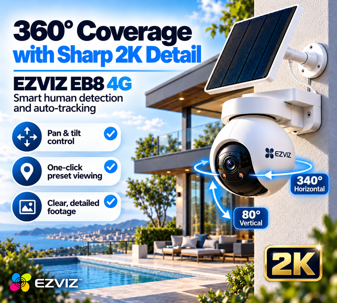 EZVIZ EB8 4G SIM Card 2K Pan & Tilt Wire-Free Battery IP CCTV Camera with Solar Panel 11 EZVIZ EB8 4G SIM Card 2K Pan & Tilt Wire-Free Battery IP CCTV Camera with Solar Panel - Image 11
