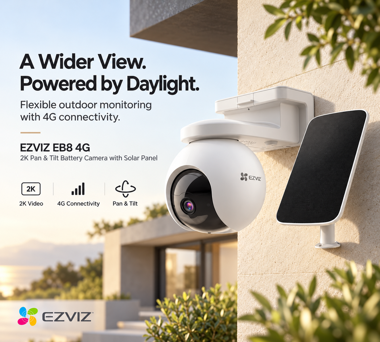 EZVIZ EB8 4G SIM Card 2K Pan & Tilt Wire-Free Battery IP CCTV Camera with Solar Panel 2 EZVIZ EB8 4G SIM Card 2K Pan & Tilt Wire-Free Battery IP CCTV Camera with Solar Panel - Image 2