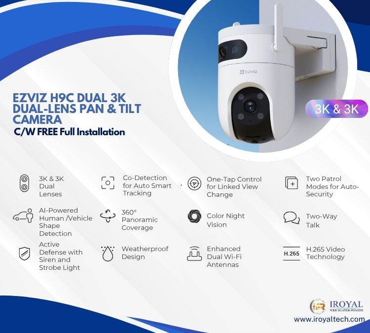 EZVIZ H9C Dual 3K Pan & Tilt WiFi Outdoor CCTV Camera with Installation