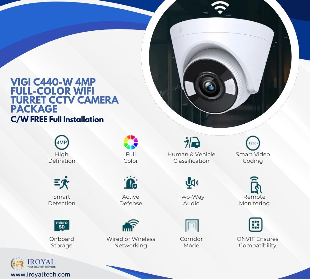 VIGI C440 W 4MP Full Color WiFi Turret CCTV Camera Package