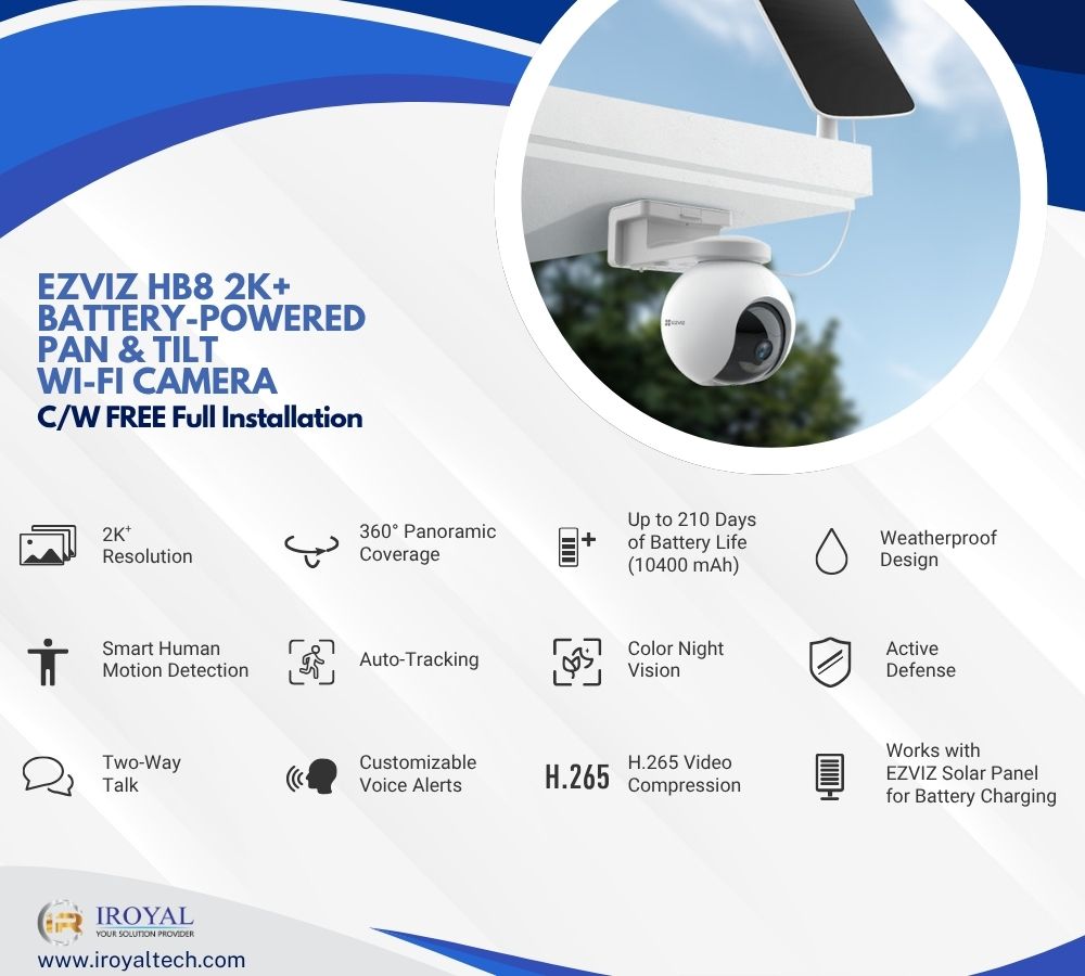EZVIZ HB8 2K Pan & Tilt Battery Powered Outdoor CCTV Camera Package (9)