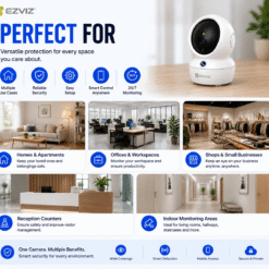 EZVIZ H6C Pro 2K Indoor Pan and Tilt WiFi CCTV Camera Tabletop Installation Package (1)
