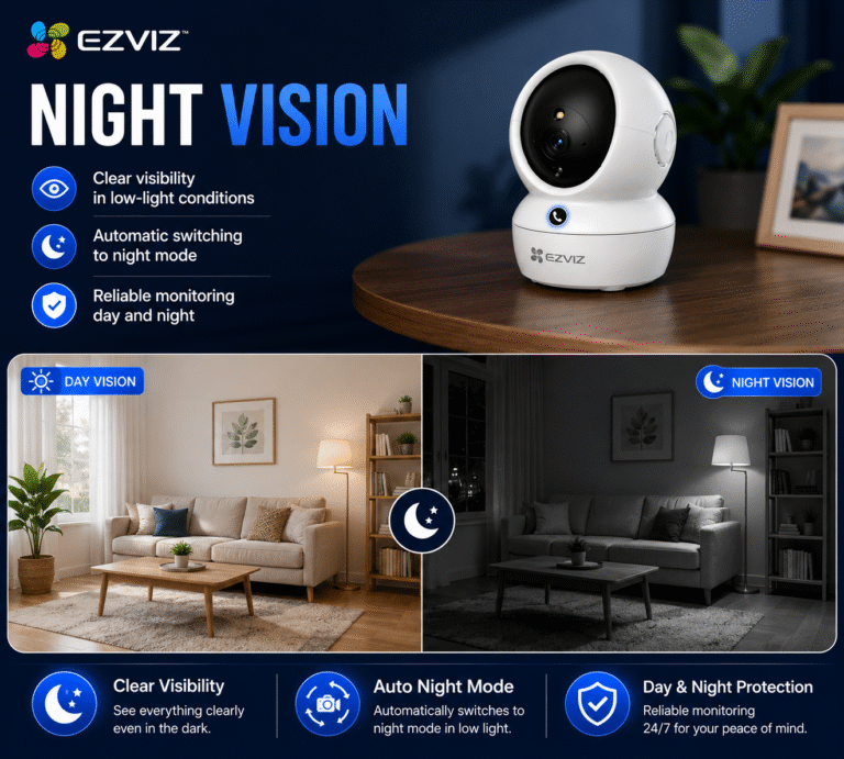 EZVIZ H6C Pro 2K Indoor Pan and Tilt WiFi CCTV Camera Tabletop Installation Package (4)