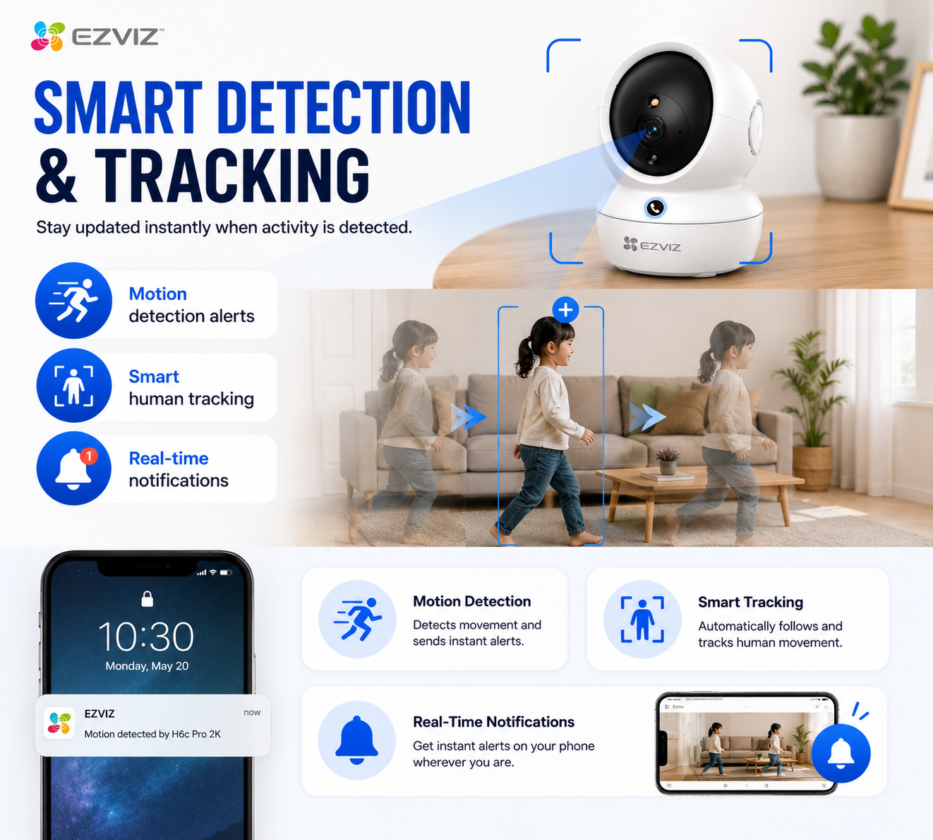 EZVIZ H6C Pro 2K Indoor Pan and Tilt WiFi CCTV Camera Tabletop Installation Package (5)