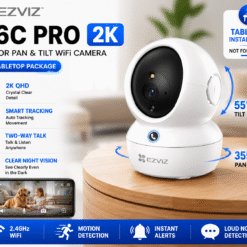 EZVIZ H6C Pro 2K Indoor Pan and Tilt WiFi CCTV Camera Tabletop Installation Package (8)