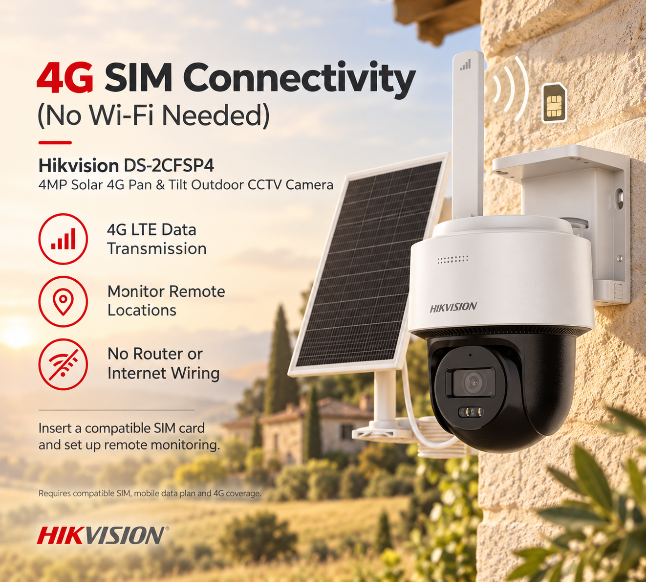 Hikvision DS-2CFSP4 4MP Solar 4G Pan and Tilt Outdoor CCTV Camera Package 4 Hikvision DS-2CFSP4 4MP Solar 4G Pan and Tilt Outdoor CCTV Camera Package - Image 4