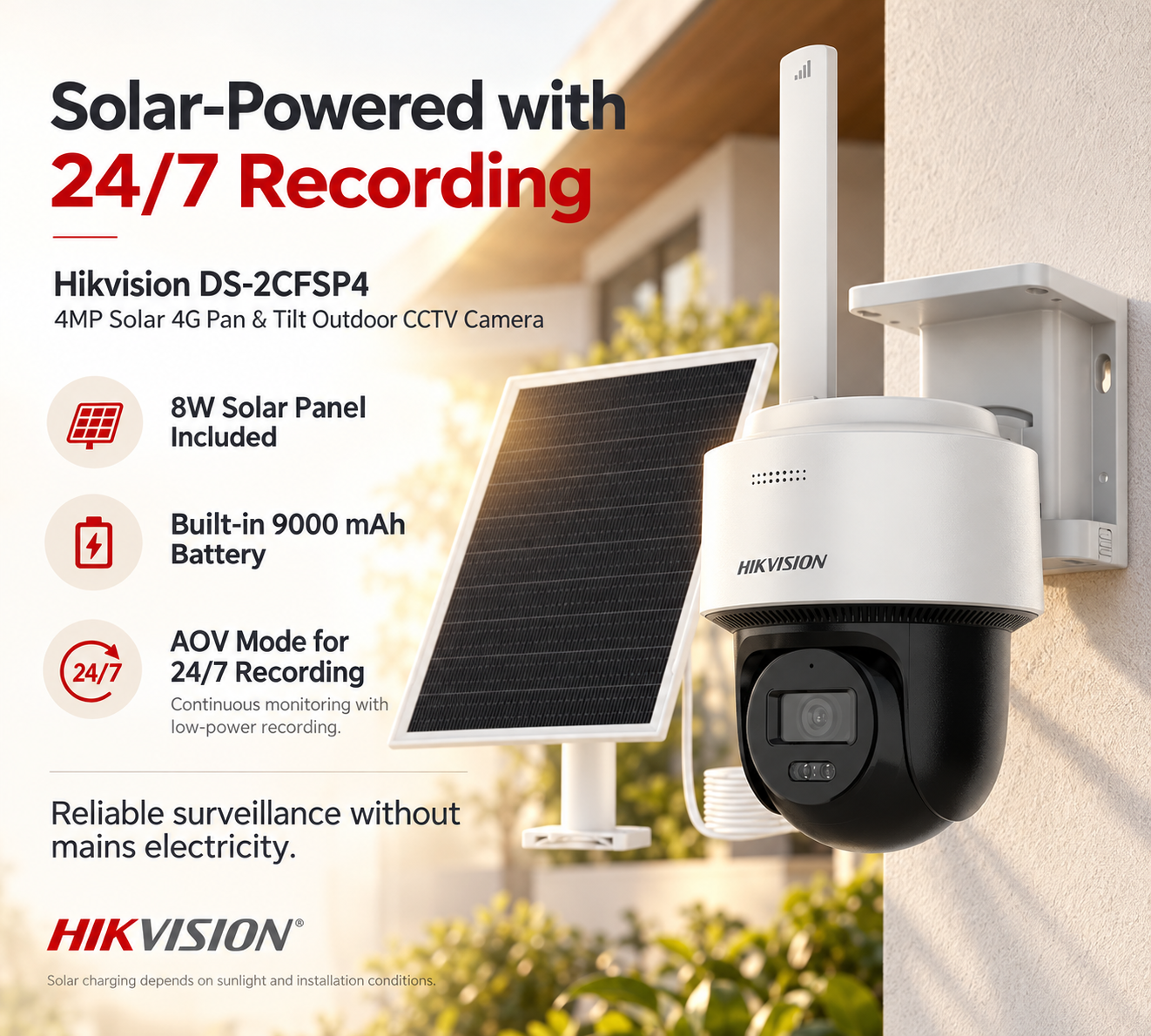 Hikvision DS-2CFSP4 4MP Solar 4G Pan and Tilt Outdoor CCTV Camera Package 3 Hikvision DS-2CFSP4 4MP Solar 4G Pan and Tilt Outdoor CCTV Camera Package - Image 3