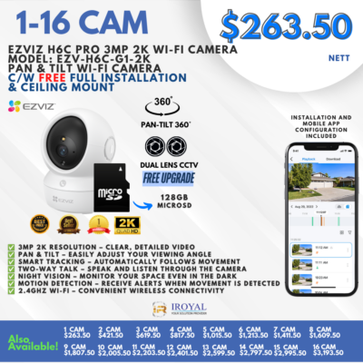 EZVIZ H6C Dual 2K Dual Lens Pan Tilt Smart Color Night Vision Auto Smart Tracking WiFi Camera with 64GB microSD card 5
